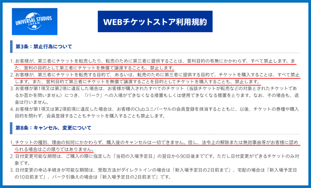 USJチケット　規約